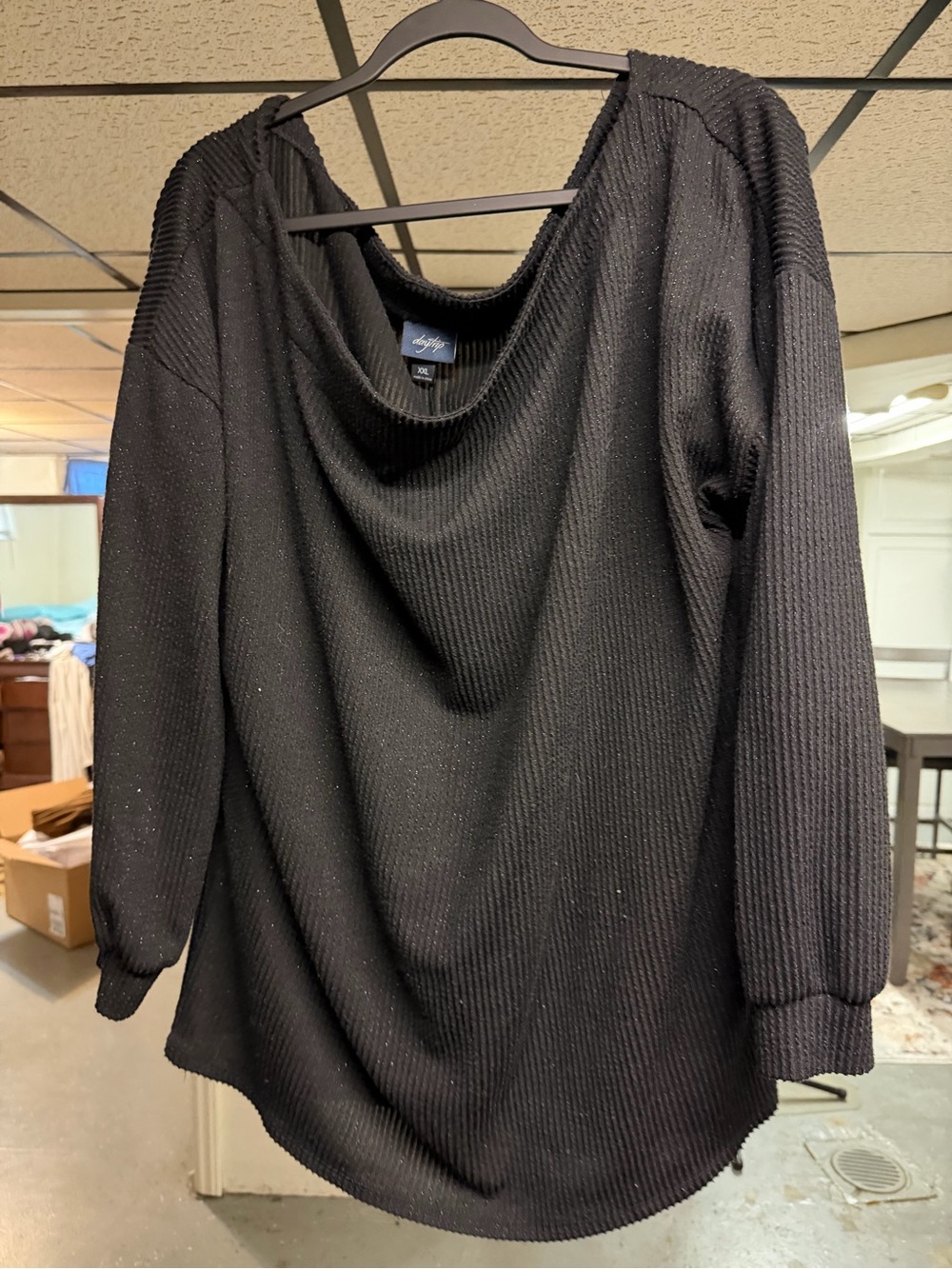 Daytrip Black Ribbed Cowl Neck Sweater